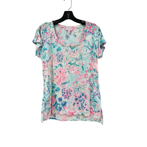 Lilly Pulitzer Tropical Fish Print Linen Shirt XS - Picture 1 of 5